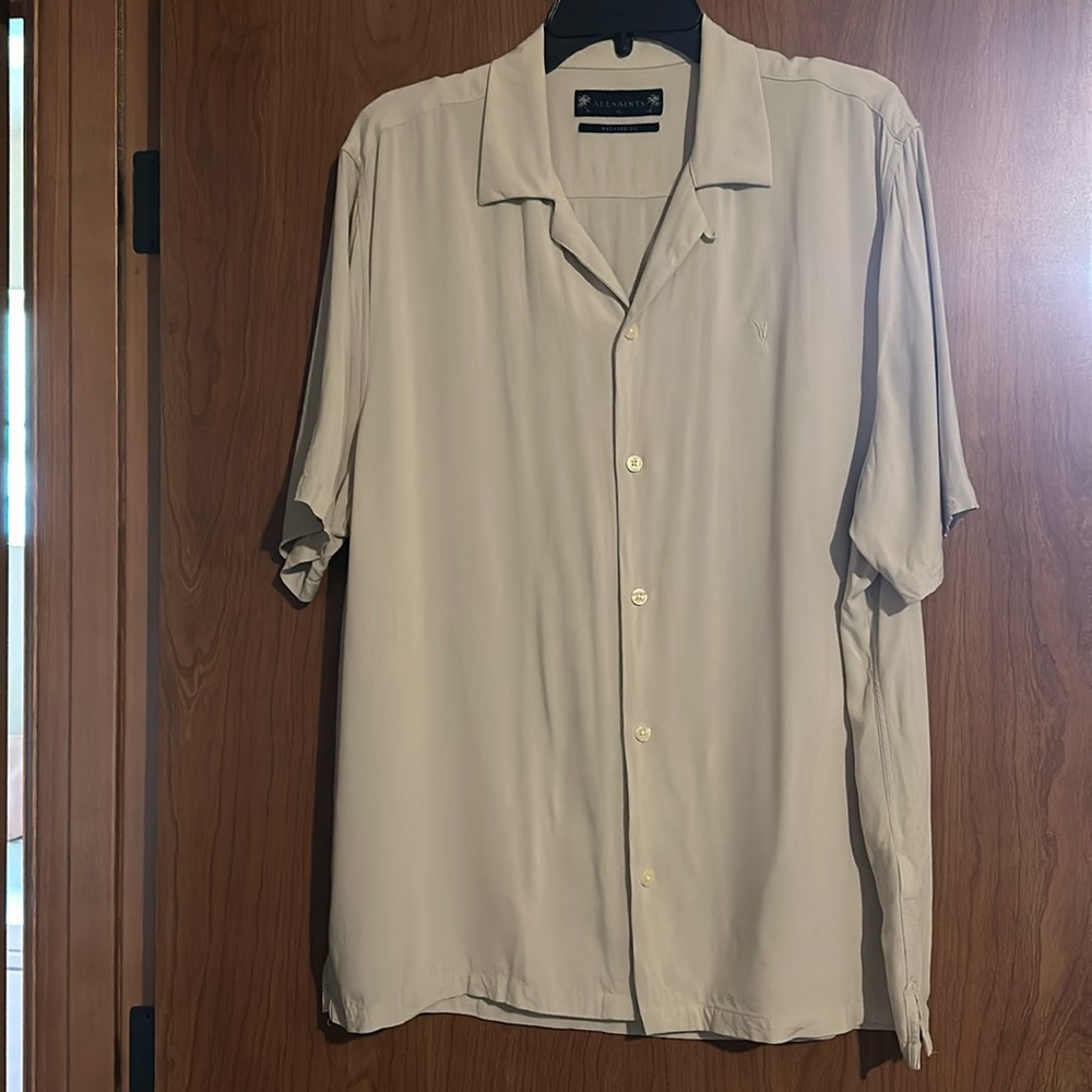 AllSaints Venice Relaxed Fit Short Sleeve Button-Up Camp Shirt
